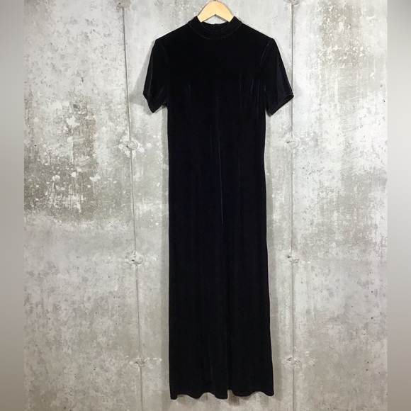 Vintage Scott McClintock Womens Velvet Maxi Dress Size 10 Short Sleeve Witchy - Picture 2 of 13